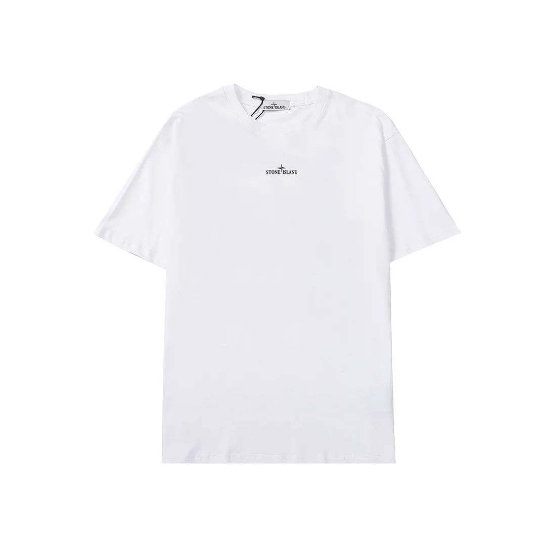 W620#P110💰 [Stone lsland/Stone Island summer new short-sleeved T-shirt with ruins compass print on the back] ⚠️[Original creation with high control of details] - Made of 260g combed cotton 32-count double yarn, soft and comfortable to the touch, sweat-absorbent and breathable. - Simple basic and versatile style, original single quality, the first choice for couples. - Made in a large factory, four needles and five threads on the shoulder, neat alignment, high quality workmanship. - Same style for men and women. Very versatile, one piece for everyone, details are clearly visible. Color: Black White Size: M L